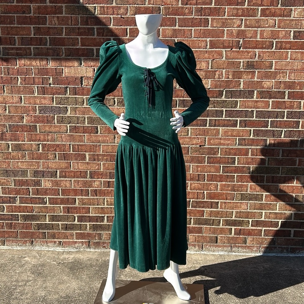 1980s “Betsey Johnson” Punk Label Stretch Velvet Corset Bodice Dress
